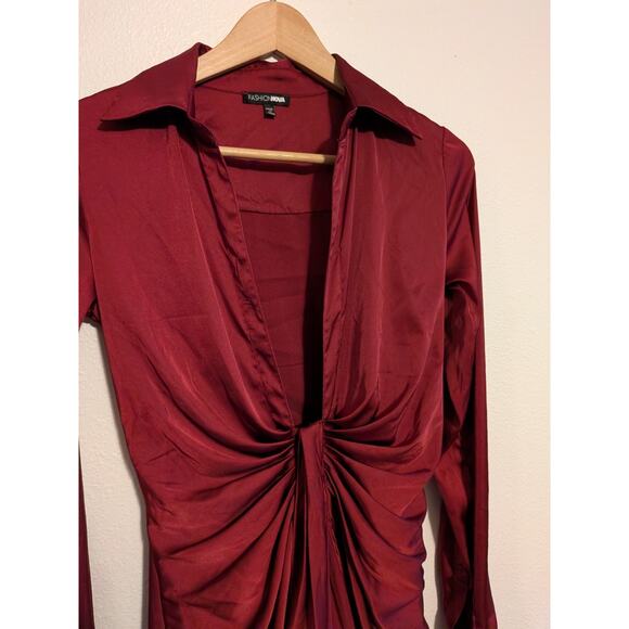 Fashion Nova Scandalous Babe Mini Dress - Wine size XS - Picture 7 of 9